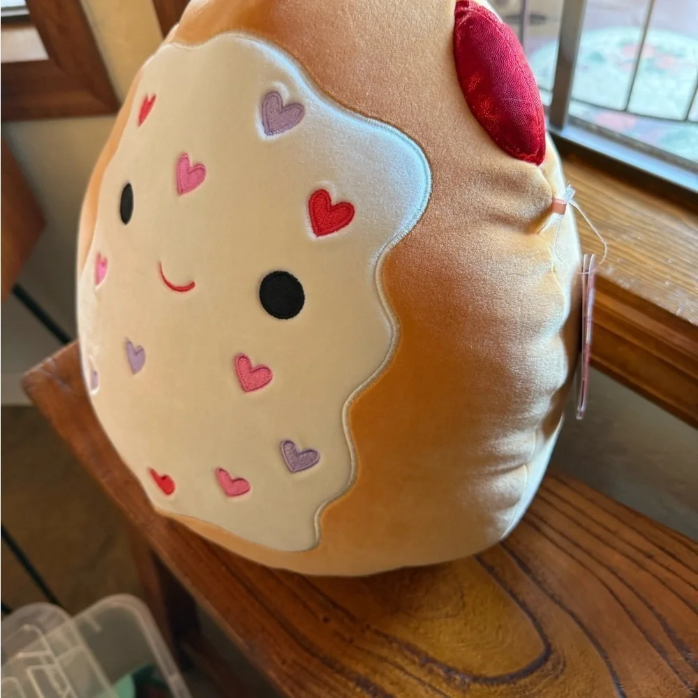 Valentine’s Day Squishmallow Danka Heart Pop Tart Plush Pillow Tan Red Stuffie